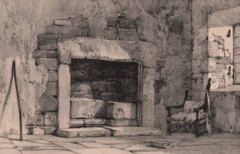 HADDON HALL. Norman fire place. Derbyshire 1836 old antique print picture